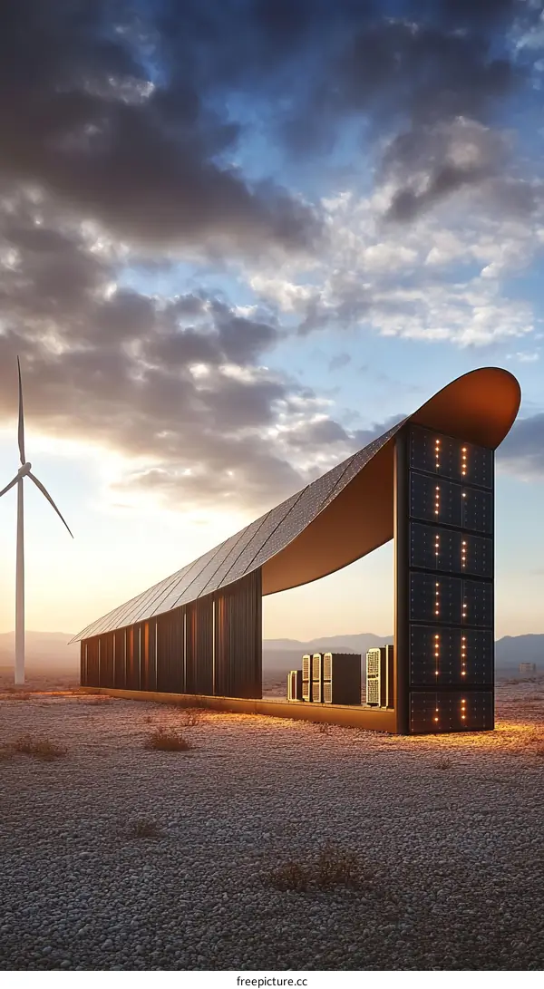 Modern Sustainable Energy Facility in Desert Landscape