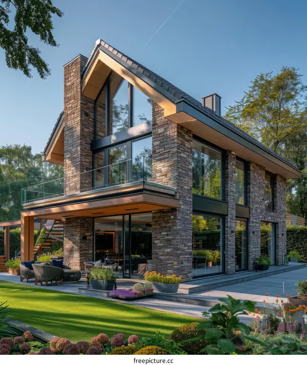 Modern Brick and Wood House with Stunning Exterior