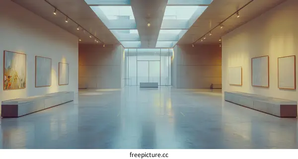Modern Art Gallery with Paintings