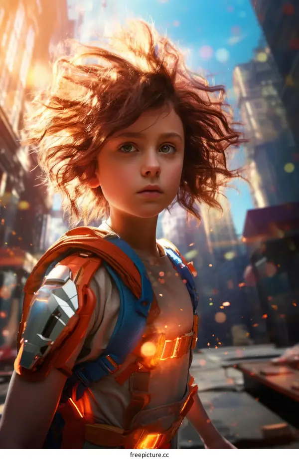 Redhead Cyberpunk Girl in Futuristic Outfit with Weapon