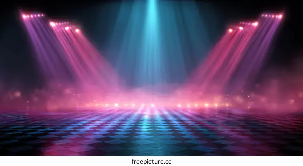Abstract Stage Lighting with Checkered Floor