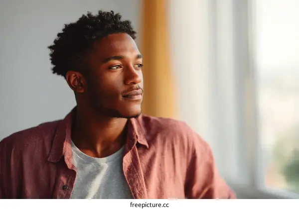 Thoughtful African American Man Contemplating