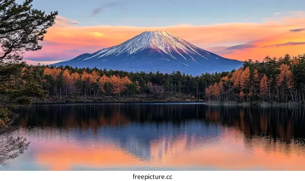 Majestic Mountain Reflecting on Calm Lake at Sunrise