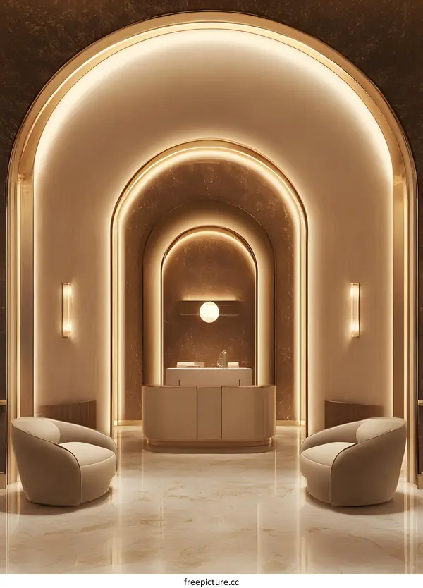 Luxury Interior Design with Archways and Golden Accents