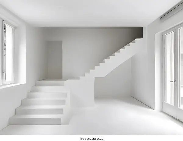 Modern Minimalist White Staircase Interior Design