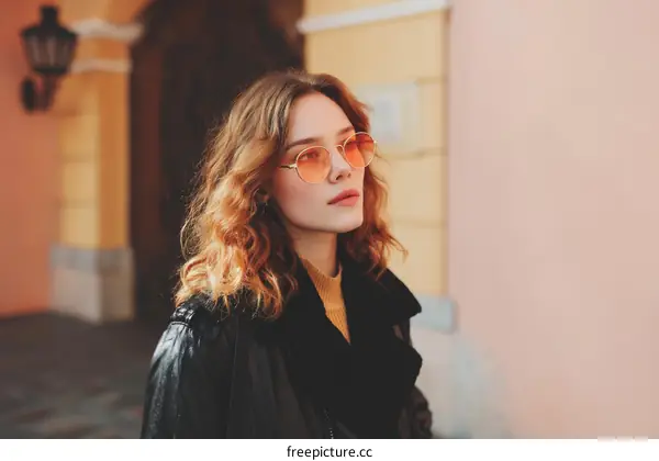 Trendy Woman in Stylish Sunglasses Outdoor Fashion