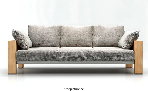 Modern Light Gray Sofa with Wooden Legs