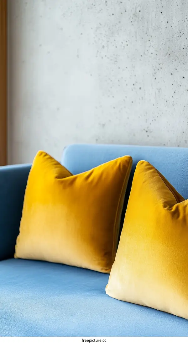 Modern Living Room Sofa with Mustard Yellow Cushions