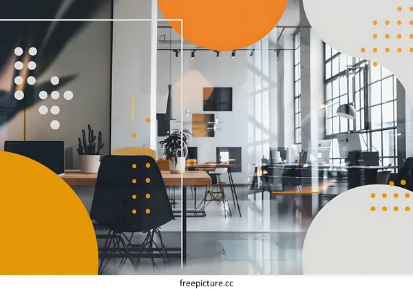 Modern Office Space Interior Design with Abstract Shapes