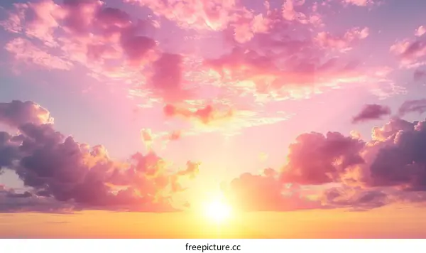 A Vivid Sunset Sky with Pink and Purple Clouds