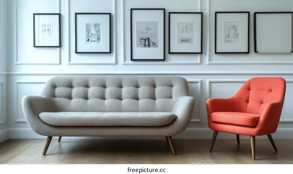 Modern Living Room with Pictures and Furniture