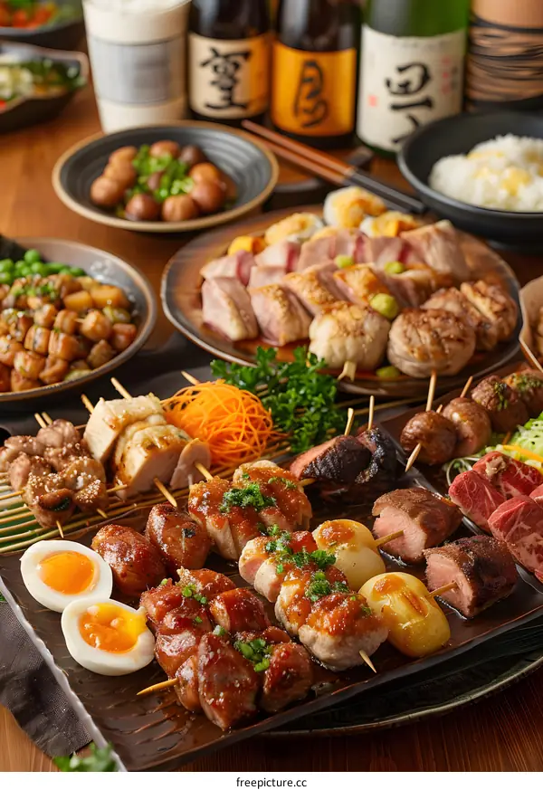A variety of grilled meats and vegetables on a table