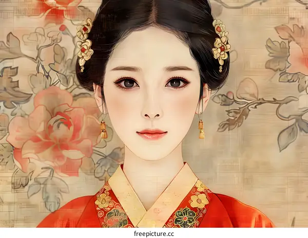 Portrait of a young woman in traditional Chinese clothing
