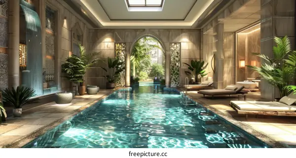 Luxury Indoor Pool with Exquisite Moroccan Design