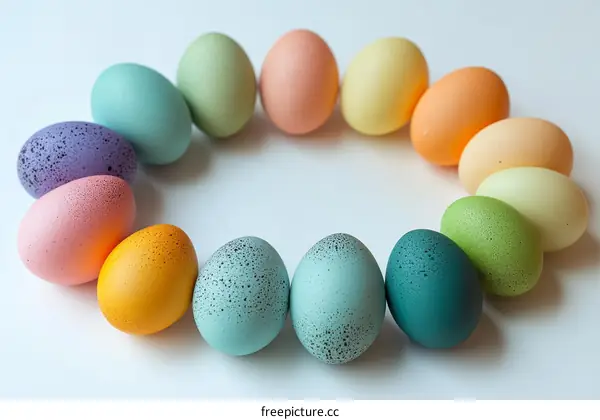 Colorful Easter Eggs in a Circle
