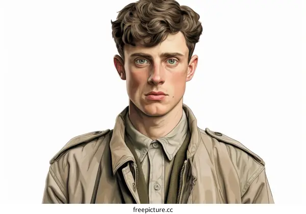 Thoughtful Portrait of a Young Man with Brown Hair