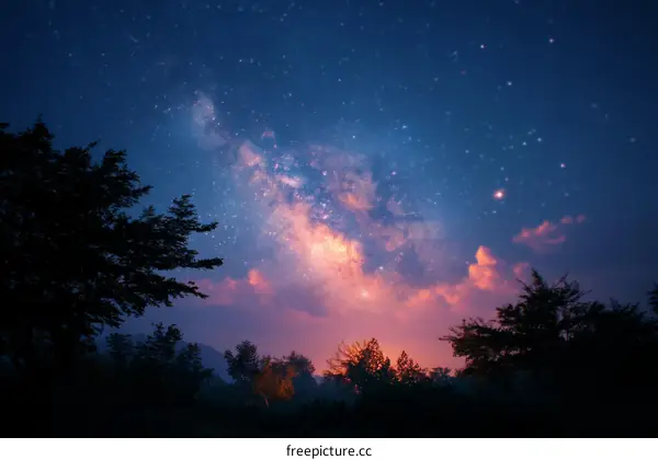 Night Sky with Milky Way over Trees
