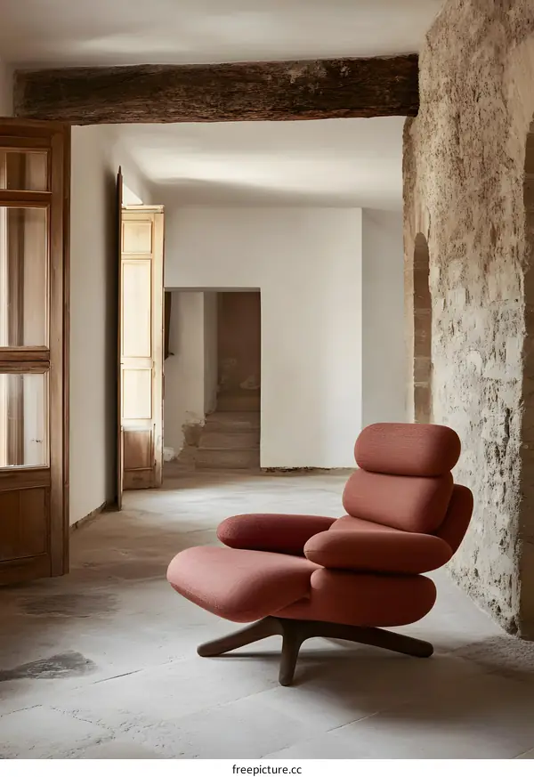 Red Upholstered Armchair in Modern Interior Design