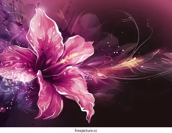 Pink hibiscus flower with purple background