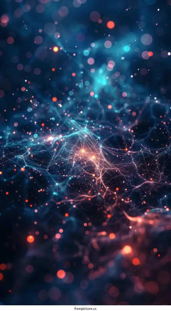 Abstract Glowing Plexus Network in Blue and Orange