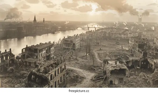 Aftermath of the destruction of Posen, Poland after the Great War