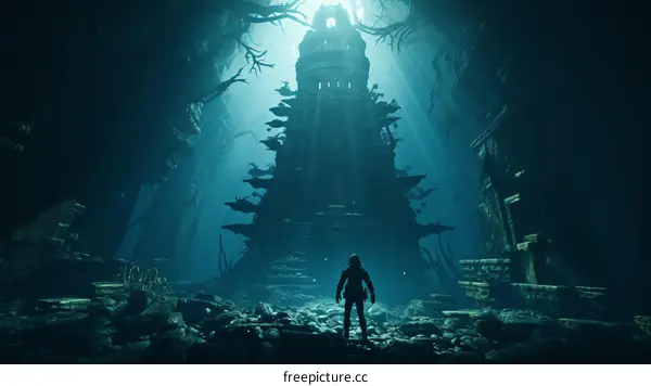 Adventurer Explores Mysterious Underwater Ruins