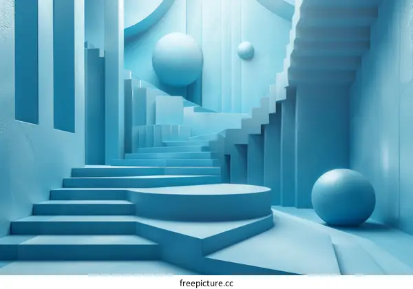 Abstract Blue Geometric Interior Design