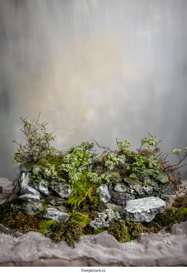Miniature Landscape with Moss and Rocks