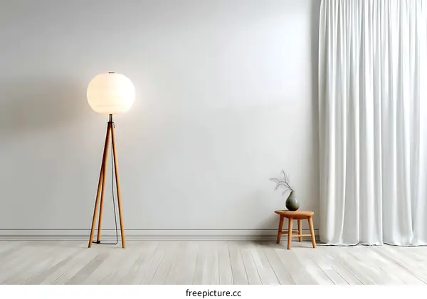 Modern Minimalist Interior Design with a Floor Lamp