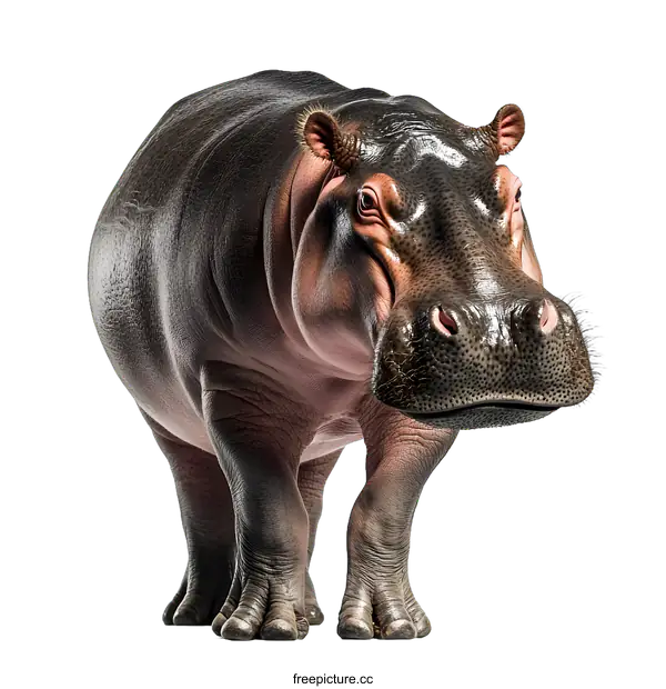 [Transparent Background PNG]Hippopotamus Standing On White Background