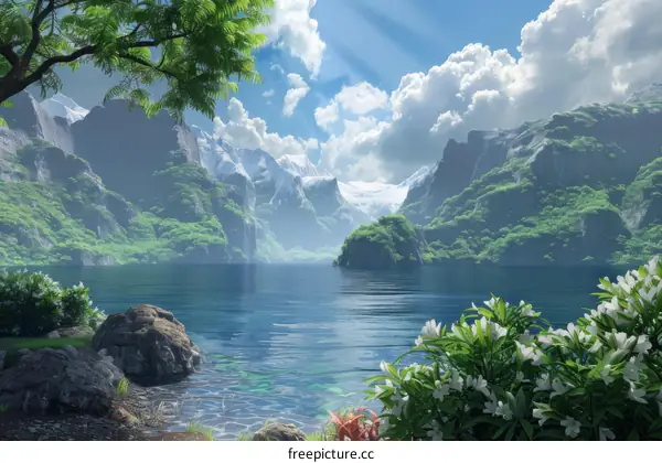 Tropical Mountain Lake Landscape