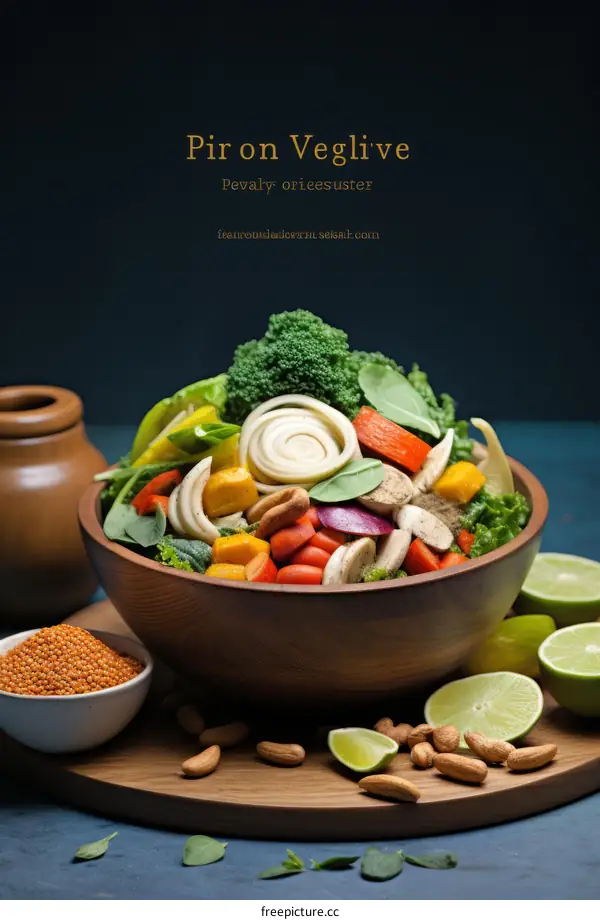 Colorful Vegan Salad with Fresh Vegetables