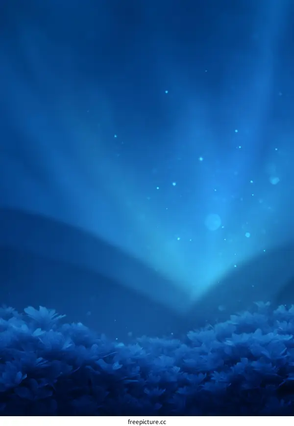 Abstract Blue Floral Background with Light Effects