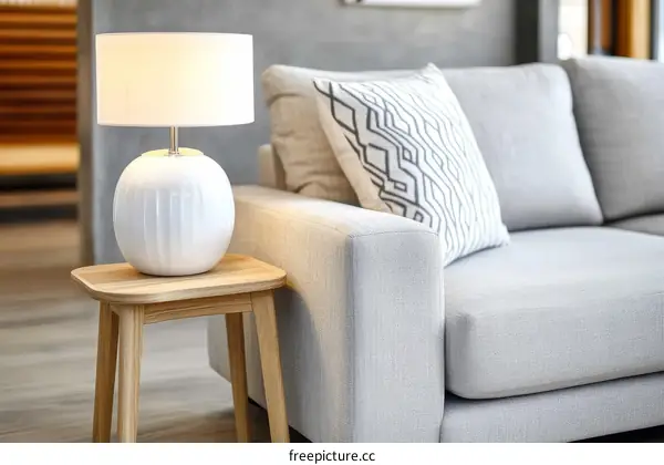 Modern Living Room with Stylish Accent Lamp and Sofa