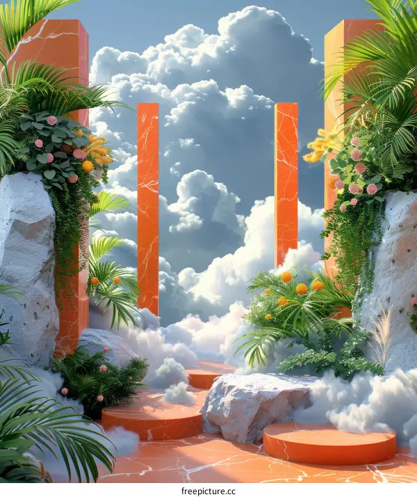 Abstract Colorful Cloud Garden Scene