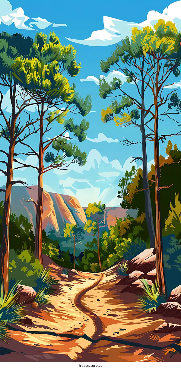 Summer Forest Trail Illustration