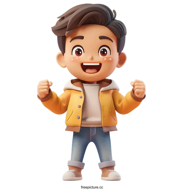 [Transparent Background PNG]Excited Boy Cheering