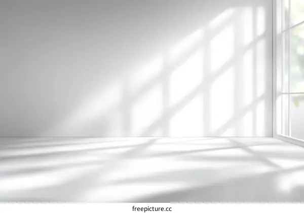 Empty Modern Room with Sunlight Shadows