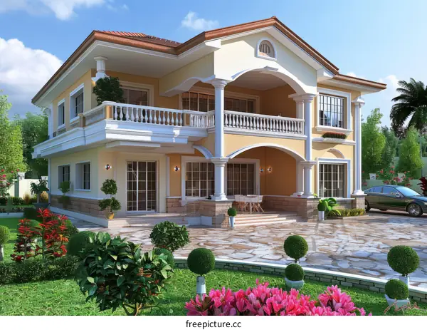 Luxurious Mediterranean Style Villa with Lush Garden and Spacious Patio