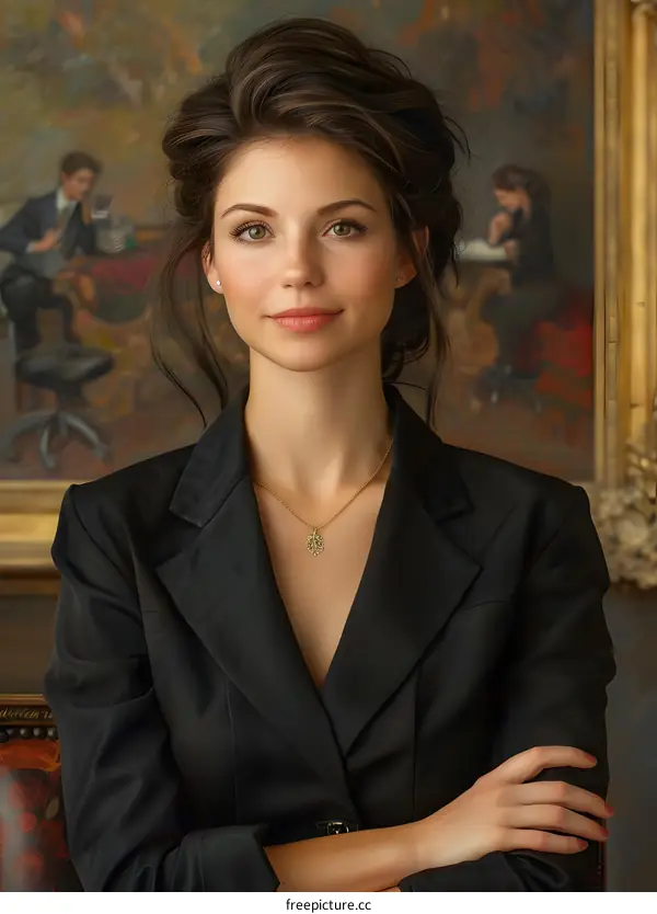Portrait of a Young Woman in a Black Blazer