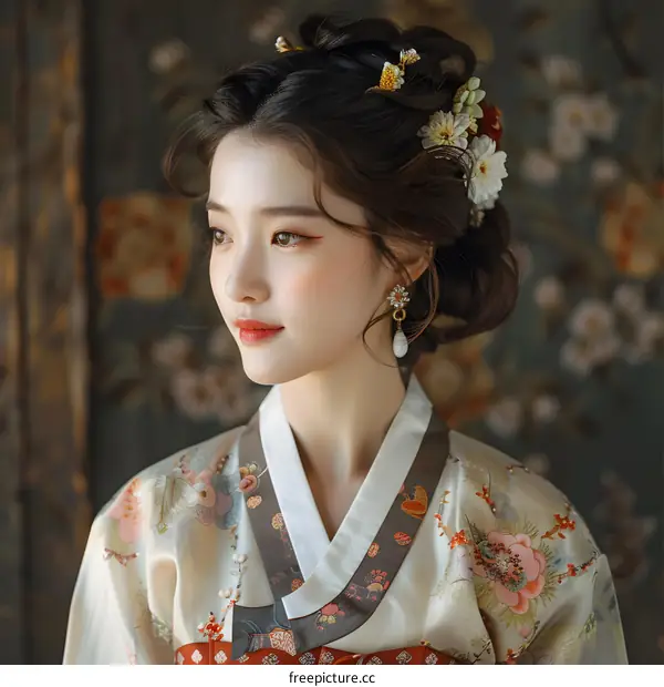 Portrait of a young woman in traditional Chinese clothing