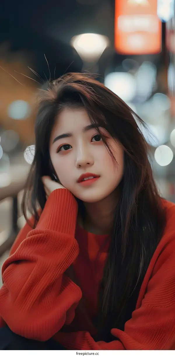 Portrait of a Young Woman in a Red Sweater