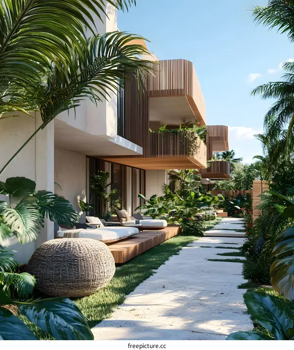 Modern Tropical Architecture with Lush Greenery