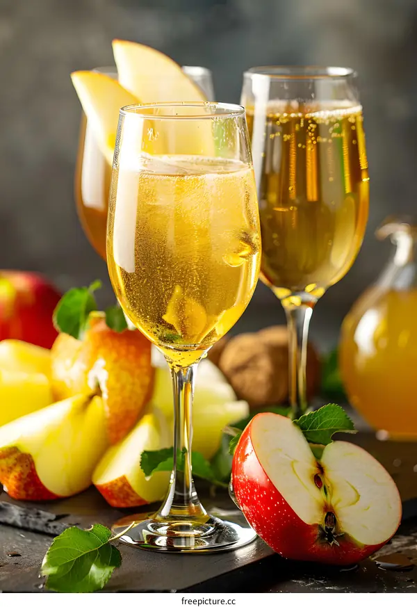 Sparkling Apple Cider with Fresh Apples