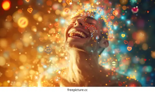 A Man with Multicolored Emojis and Symbols