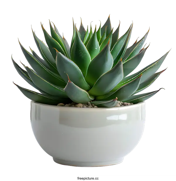 [Transparent Background PNG]Green Agave Plant in a Pot