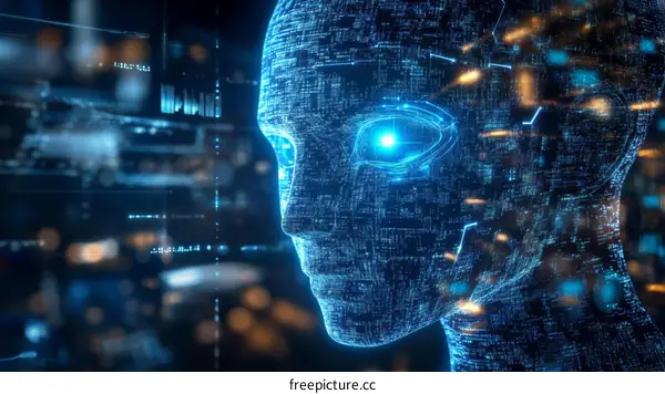 Digital Artificial Intelligence Human Face