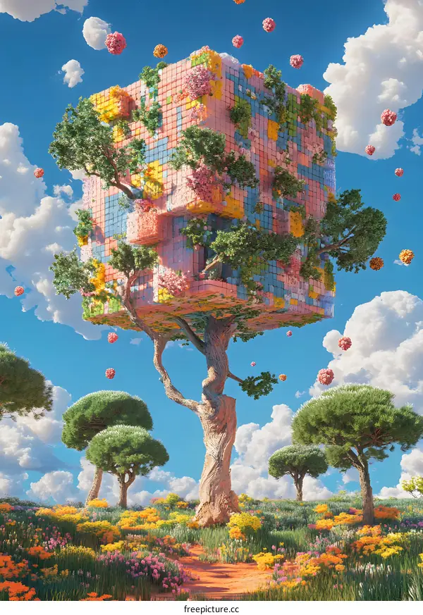 Surreal Tree with Cube Shaped Canopy