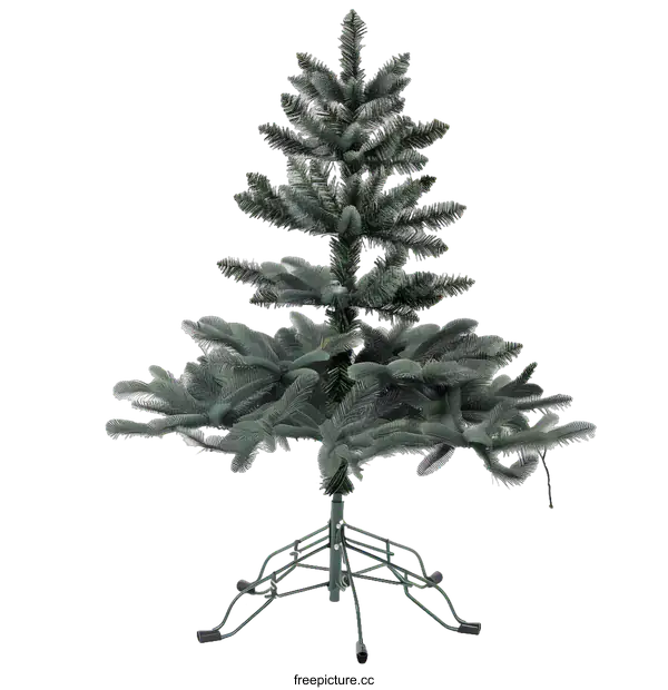[Transparent Background PNG]Artificial Christmas Tree with Metal Stand on White Background
