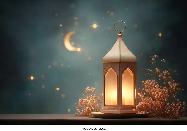 Elegant Ramadan Lantern with Moonlight Ambiance